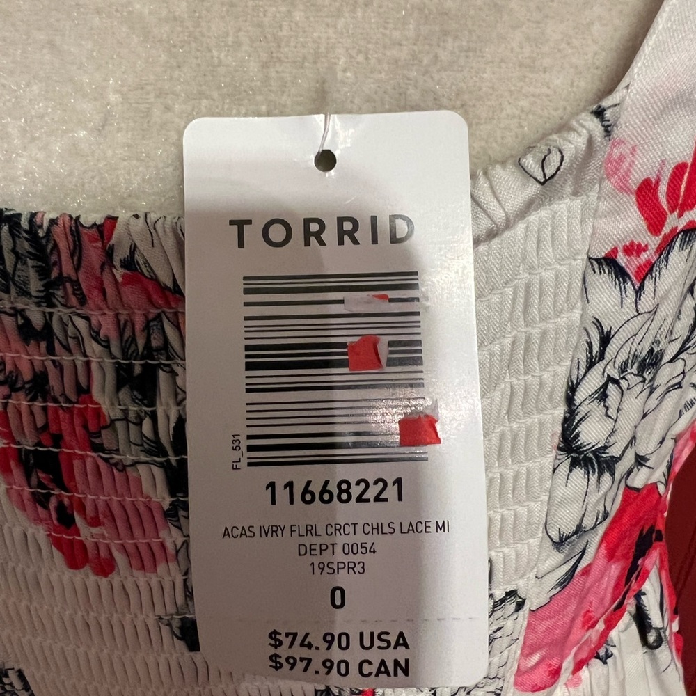 Torrid White & Pink Floral Tiered Midi Dress Size 12 NWOT - Picture 10 of 14